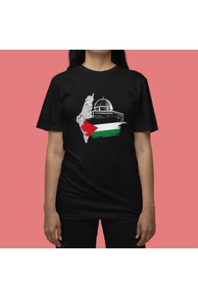 تی شرت مشکی زنانه رگولار یقه گرد پنبه (نخی) تکی کد 778527247
