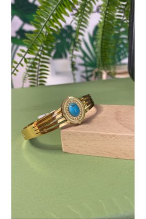دستبند استیل طلائی زنانه فولاد ( استیل ) کد 778806100