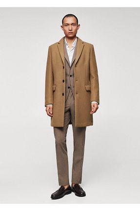 پالتو قهوه ای مردانه MANGO Man - کد 659809737