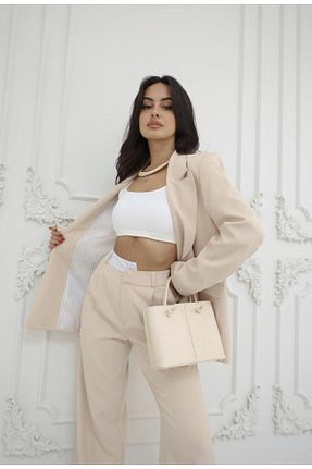 ست بالاتنه و پائین تنه صورتی زنانه بافتنی fabbwomen - کد 779362222