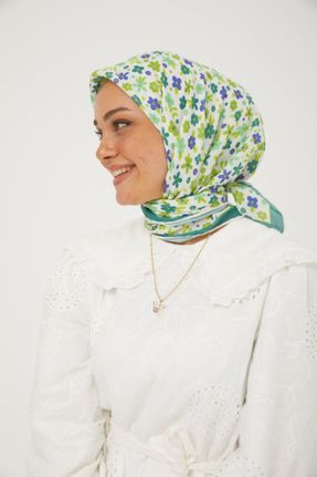 روسری سبز پنبه (نخی) 90 x 90 طرح گلدار کد 779490530