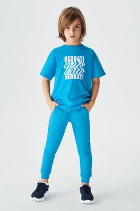 تی شرت آبی بچه گانه رگولار یقه گرد کد 270921433