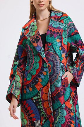 پالتو پشمی رنگی زنانه اورسایز GÜLSEN SARIÇAM - کد 779013733