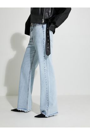 شلوار جین آبی زنانه پاچه گشاد جین ساده بلند کد 779062870