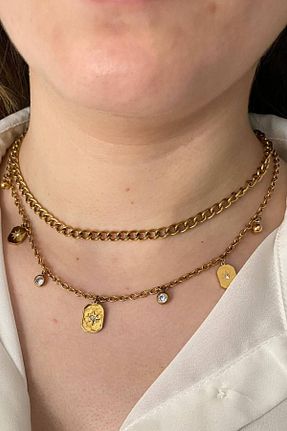 گردنبند استیل ( فولاد ) طلائی زنانه استیل (فولاد) goccias - کد 779380942
