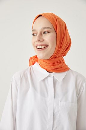 روسری نارنجی پنبه ای meysen - کد 779459683