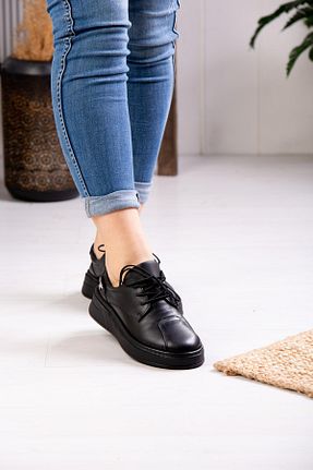 کفش کژوال مشکی زنانه چرم خالص Mammamia - کد 779586963