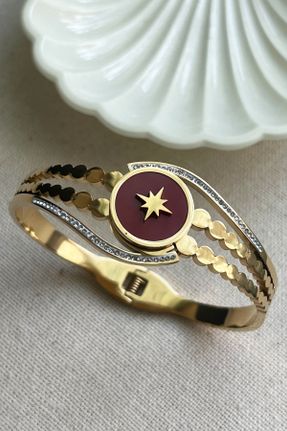 دستبند استیل طلائی زنانه فولاد ( استیل ) کد 715702795