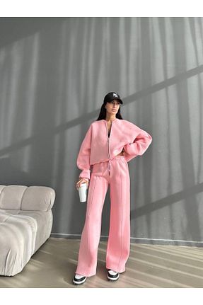 ست گرمکن صورتی زنانه پاچه گشاد Merkaya Butik - کد 779075585