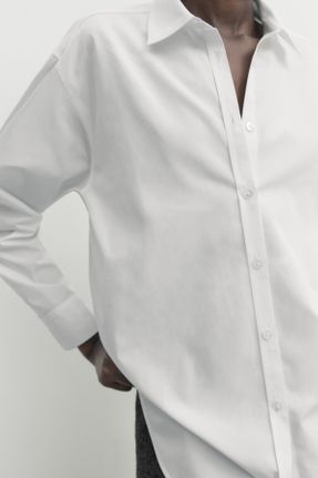 پیراهن سفید زنانه رگولار یقه پیراهنی کد 779043545