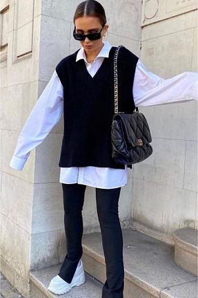 سوئیتر مشکی زنانه تریکو My love butik - کد 96597412
