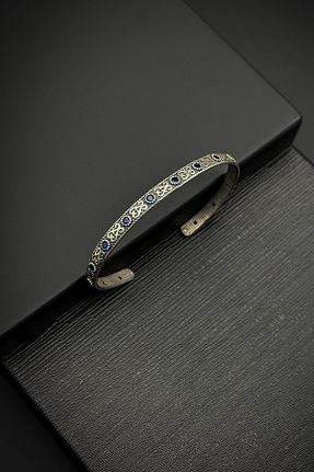 دستبند نقره سرمه ای مردانه 925 عیار FRNCH - کد 779126243
