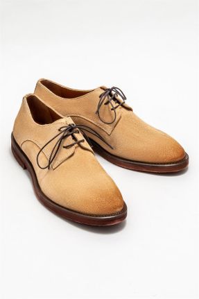 کفش کژوال بژ مردانه چرم طبیعی پاشنه کوتاه ( 4 - 1 cm ) پاشنه ساده کد 731501808