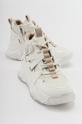 بوت / نیم بوت سفید زنانه چرم مصنوعی luvishoes - کد 779756400