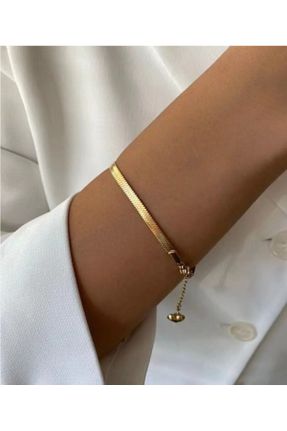 دستبند استیل طلائی زنانه فولاد ( استیل ) کد 779736304