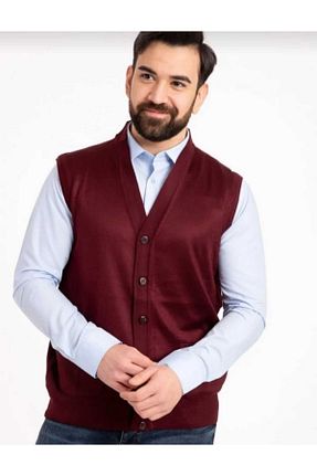پلیور سایز بزرگ زرشکی مردانه رگولار Genel Markalar - کد 779910529