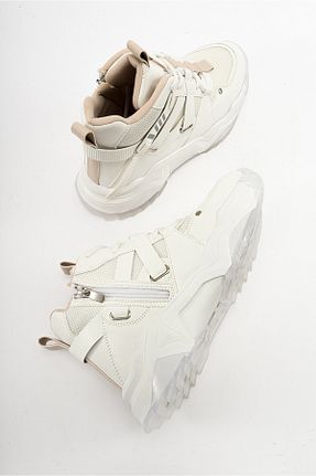 بوت / نیم بوت سفید زنانه چرم مصنوعی luvishoes - کد 779756400
