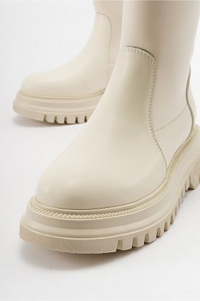 بوت / نیم بوت بژ زنانه چرم مصنوعی luvishoes - کد 779757805