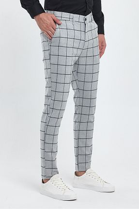 شلوار پارچه ای طوسی مردانه فاق نرمال ukdwear - کد 780240875