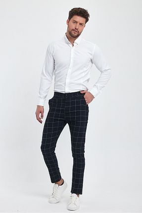 شلوار پارچه ای سرمه ای مردانه فاق نرمال ukdwear - کد 780241338