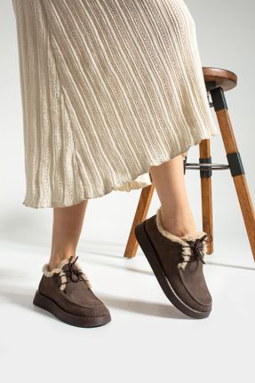 کفش لوفر قهوه ای زنانه چرم طبیعی پاشنه کوتاه ( 4 - 1 cm ) کد 780244188
