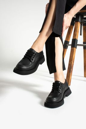 کفش لوفر مشکی زنانه چرم طبیعی پاشنه کوتاه ( 4 - 1 cm ) کد 780246797