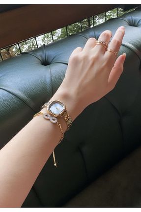 دستبند استیل (فولاد) طلائی زنانه استیل (فولاد) Merveyigitco - کد 780520235