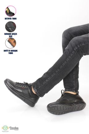 کفش کژوال مشکی مردانه چرم طبیعی پاشنه کوتاه ( 4 - 1 cm ) پاشنه ساده کد 780294715