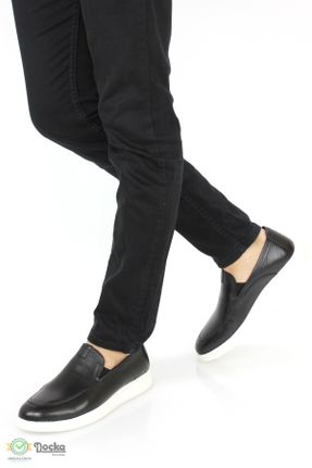 کفش لوفر مشکی مردانه چرم طبیعی پاشنه کوتاه ( 4 - 1 cm ) کد 780491514