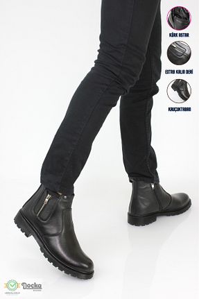 بوت / نیم بوت مشکی مردانه چرم خالص DOCKA - کد 780492436