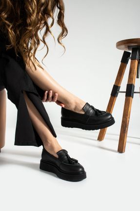 کفش لوفر مشکی زنانه چرم طبیعی پاشنه کوتاه ( 4 - 1 cm ) کد 780572720