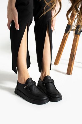 کفش لوفر مشکی زنانه چرم خالص MODELLE SHOES - کد 780238041