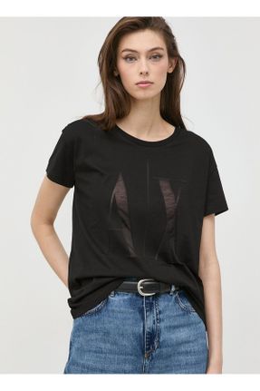 تی شرت مشکی زنانه رگولار یقه گرد کد 780372022