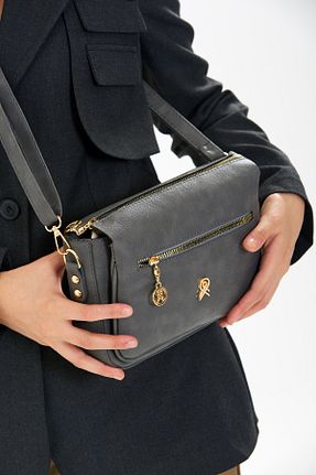 کیف دوشی طوسی زنانه چرم مصنوعی minebag - کد 779067712