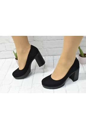 کفش پاشنه بلند کلاسیک مشکی زنانه چرم خالص Kesim Shoes - کد 780615222