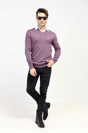 پلیور بنفش مردانه ساده BYNESS - کد 780650034