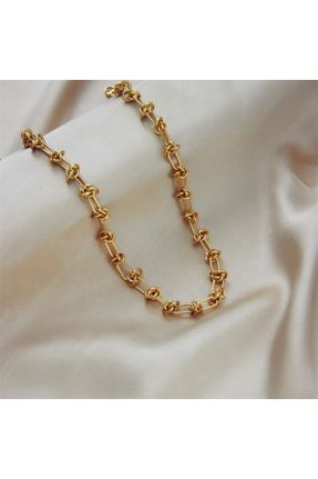 گردنبند استیل طلائی زنانه استیل ضد زنگ کد 781057508