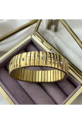 دستبند استیل (فولاد) طلائی زنانه استیل ضد زنگ çelik takı - کد 781057926