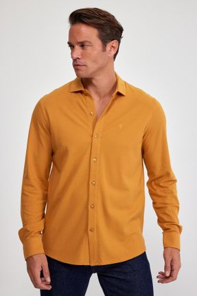 پیراهن زرد مردانه رگولار یقه پیراهنی کد 780716718