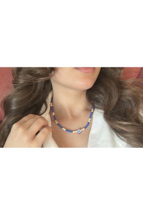 گردنبند جواهر آبی زنانه منجوق کد 780790819