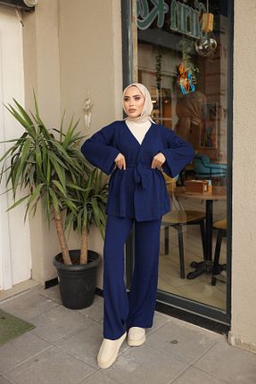 ست بالاتنه و پائین تنه سرمه ای زنانه بافت Genel Markalar - کد 780992378