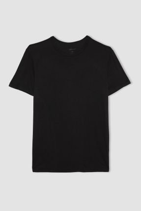 تی شرت مشکی مردانه اسلیم فیت یقه گرد ویسکون تکی کد 781163852