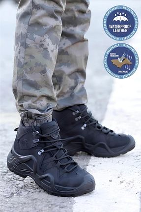 بوت برفی مشکی مردانه چرم طبیعی Gore-Tex کد 781213886