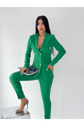 کت و شلوار سبز زنانه بافتنی اسلیم فیت کد 781198966