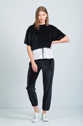 ست کرمکن اسپرت مشکی زنانه مخمل Moda Clubu - کد 99787777