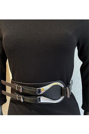 کمربند مشکی زنانه چرم مصنوعی MARİSAM MODA - کد 99800288