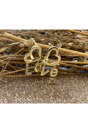 گوشواره جواهر طلائی روکش نقره Markiz Takı - کد 101022635
