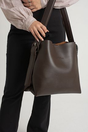کیف دوشی قهوه ای زنانه چرم مصنوعی NBİBAGS - کد 781574539