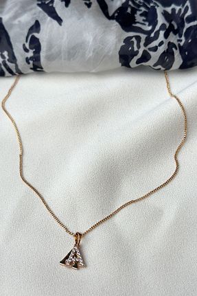 گردنبند استیل ( فولاد ) سفید زنانه روکش طلا yucelique - کد 781398632