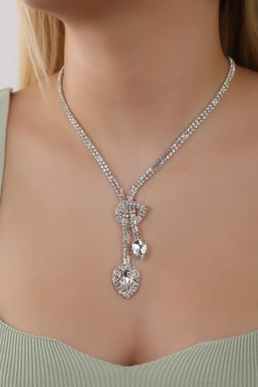 گردنبند جواهر زنانه روکش نقره کد 775326084